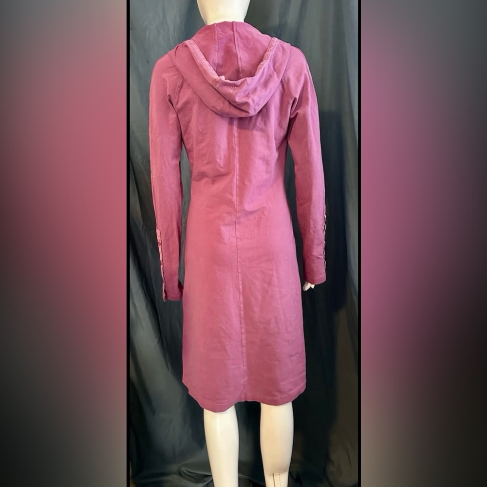 Athleta Women’s Organic Cotton Long Dress Henley Medium Tall Purple Plum Hood - Picture 10 of 11